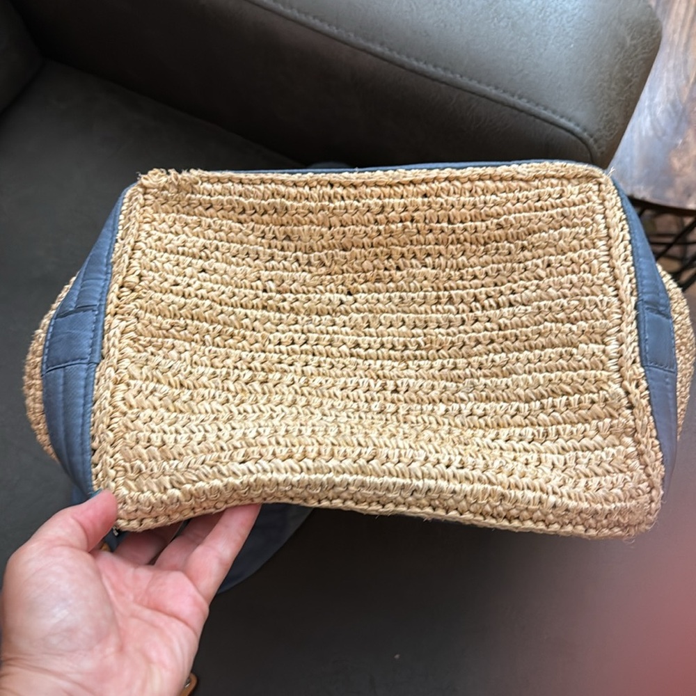 MZ Wallace Straw Tote with Blue Trim - Picture 3 of 13